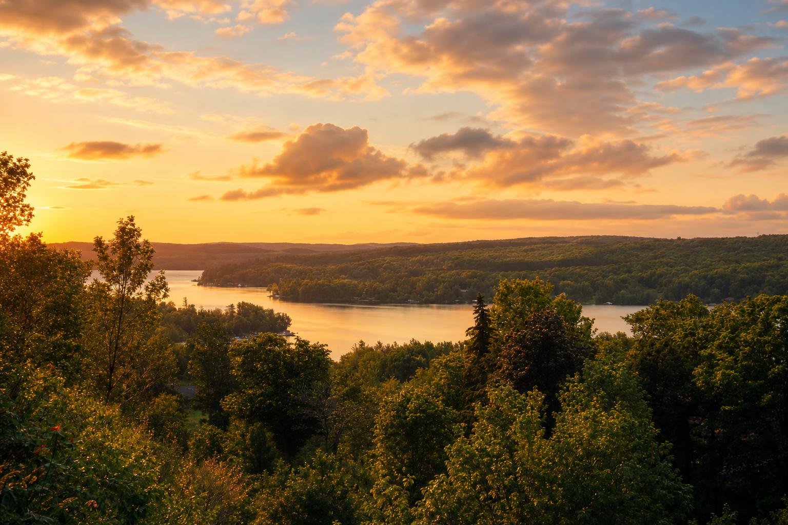 Golden hour over the North Arm of Walloon Lake