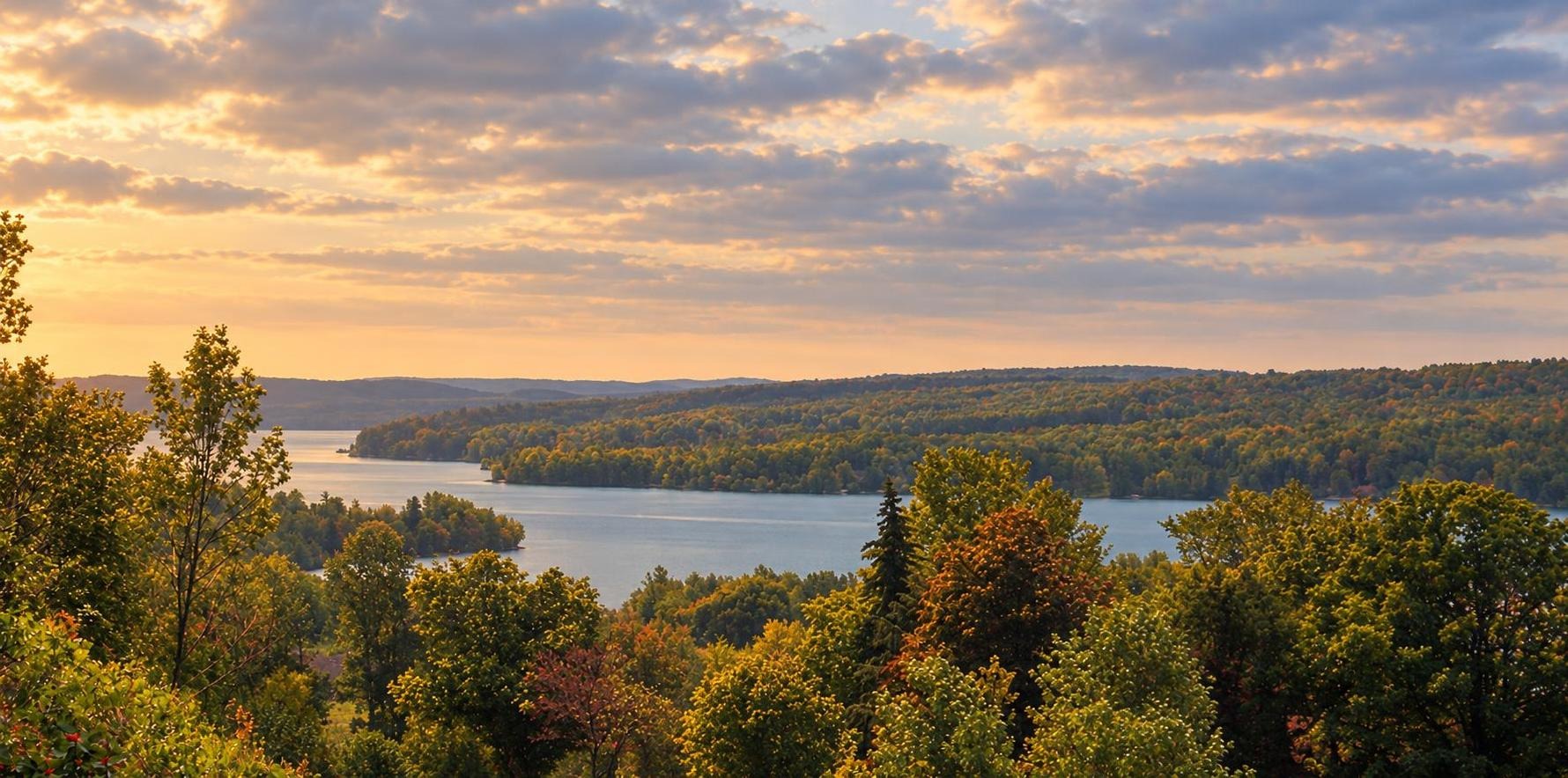 Golden hour over the North Arm of Walloon Lake
